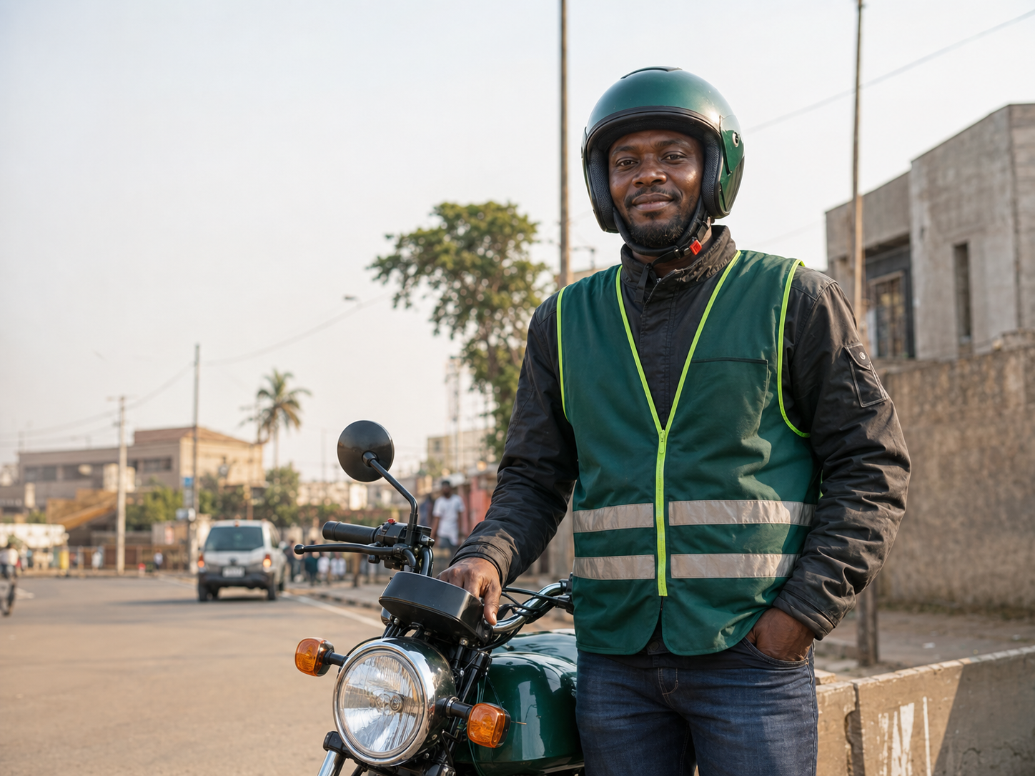 Chauffeur Wewa avec une moto entretenue